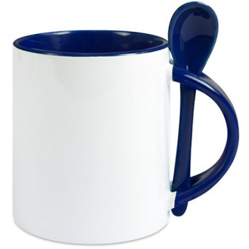 Tazza con cucchiaino blu da personalizzare