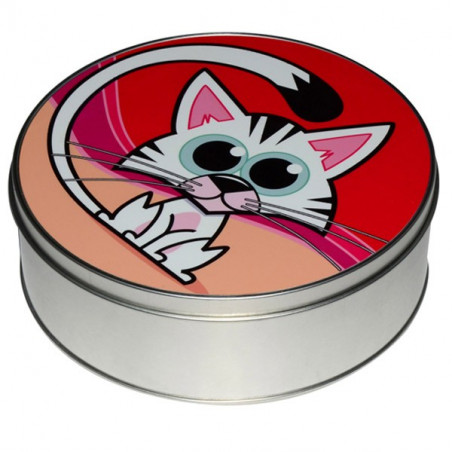 Scatola rotonda in metallo con foto