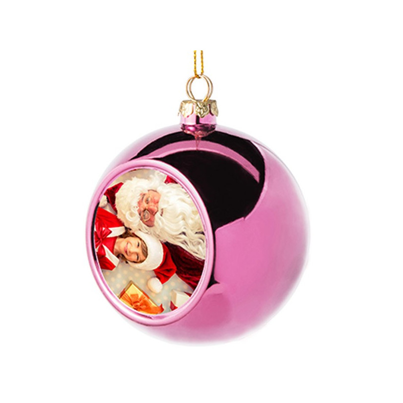 Pallina di Natale rosa chiaro personalizzata con foto