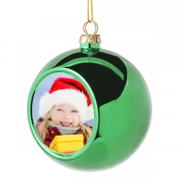 Pallina di Natale verde personalizzata con foto per albero