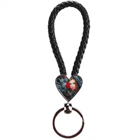Portachiavi cuore cordone nero personalizzato Portachiavi cuore cordone nero personalizzato