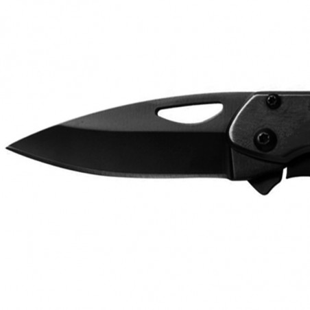 Il tuo testo su un coltello in acciaio nero Il tuo testo su un coltello in acciaio nero