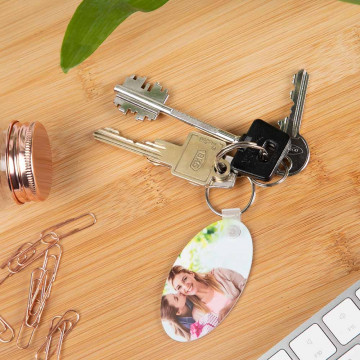 Portachiavi forma ovale per personalizzare con foto su 2 lati