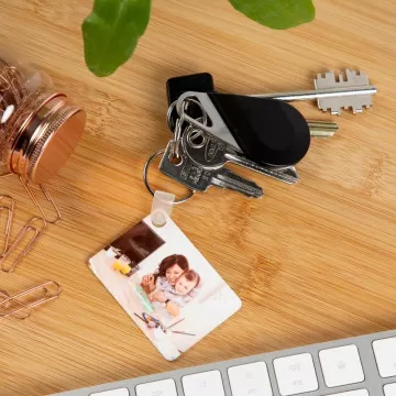 Foto portachiavi rettangolare in alluminio personalizzabile