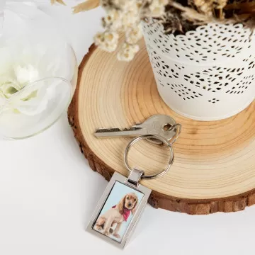 Portachiavi in acciaio a forma di rettangolo personalizzato con foto