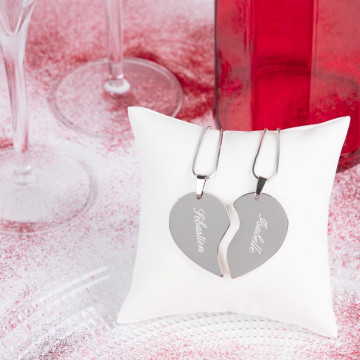 Collane a cuore separabili incise con testo o nome