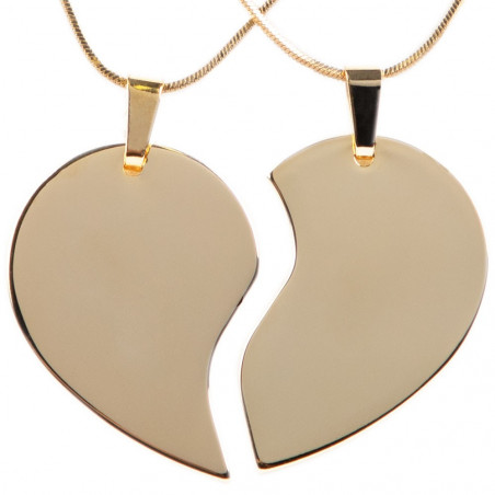2 cuori ciondolo in oro separato e inciso 2 cuori ciondolo in oro separato e inciso