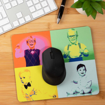 Tappetino per mouse pop art | Tappetino per mouse personalizzato con 4 foto