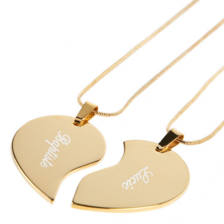 set di 2 cuori in oro separabile e inciso set di 2 cuori in oro separabile e inciso