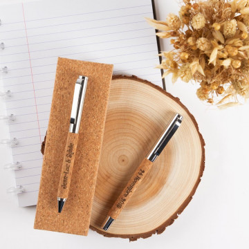 Set di 2 penne in sughero personalizzate