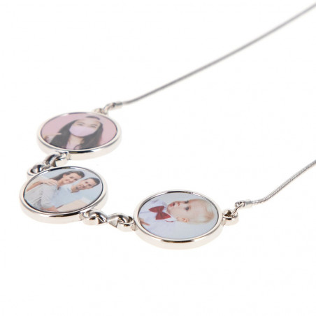 Collana personalizzata con 3 immagini in cerchi Collana personalizzata con 3 immagini in cerchi