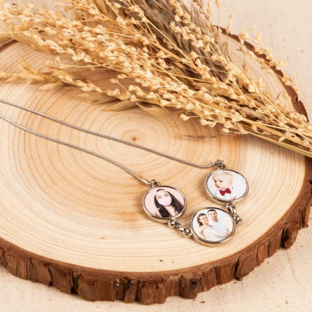 3 Ciondolo rotondo Foto personalizzabili 3 Ciondolo rotondo Foto personalizzabili