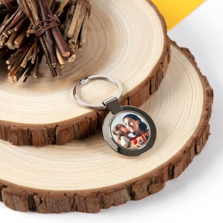 Portachiavi rotondo in acciaio personalizzato con foto Portachiavi rotondo in acciaio personalizzato con foto