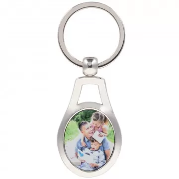 Portachiavi in acciaio ovale con foto personalizzata