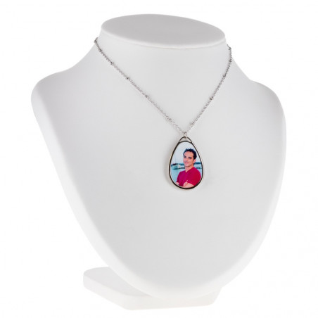 Ciondolo e collana in forma ovale foto personalizzata Ciondolo e collana in forma ovale foto personalizzata