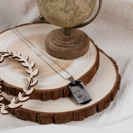 Pendente argento targa immagine e incisione di testo