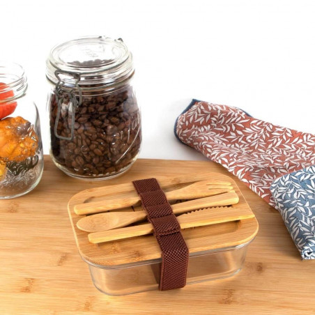 Scatola pranzo vetro bambù personalizzazione incisione Scatola pranzo vetro bambù personalizzazione incisione