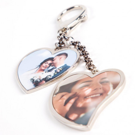 Personalizzare doppio portachiavi cuori foto Personalizzare doppio portachiavi cuori foto