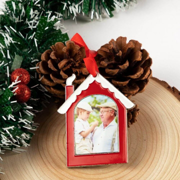 Decorazione natalizia in metallo personalizzabile a forma di casa