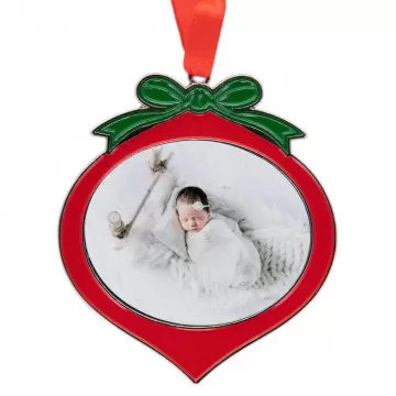 Decorazione di Natale personalizzata con foto e fiocco