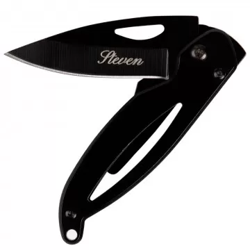Coltello in acciaio nero con incisione