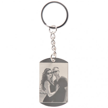 Portachiavi argento placca foto incisione