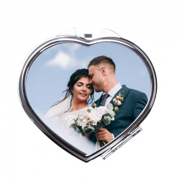 Specchietto cuore personalizzato con foto in metallo