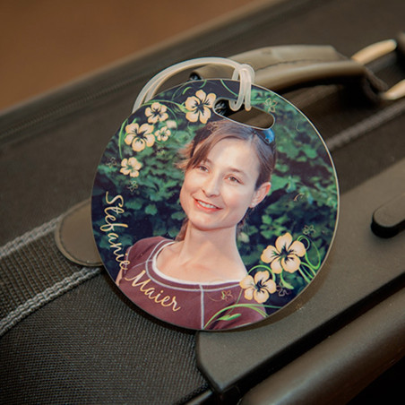 Etichetta di bagaglio rotondo con foto Etichetta di bagaglio rotondo con foto