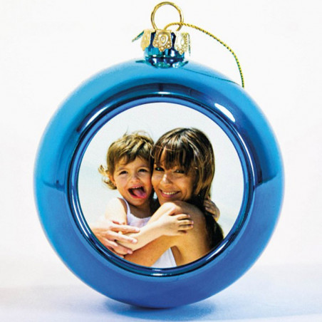 natale palla blu con foto natale palla blu con foto
