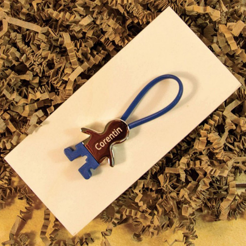 portachiavi bambino inciso blu