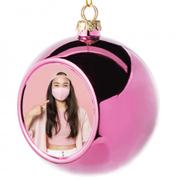 Pallina di Natale rosa personalizzata con foto originale