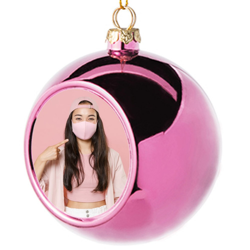 Pallina di Natale rosa personalizzata con foto originale