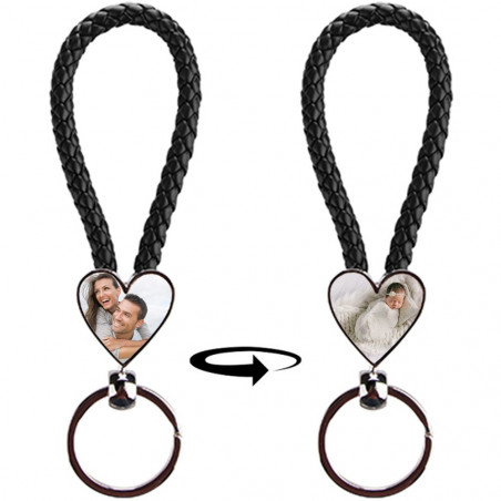 Portachiavi cuore intrecciato corda nero personalizzato Portachiavi cuore intrecciato corda nero personalizzato