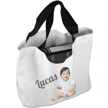 Borsa maniglia nera personalizzata