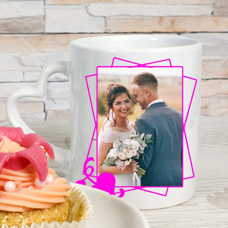 Tazza con manico cuore con foto Tazza con manico cuore con foto