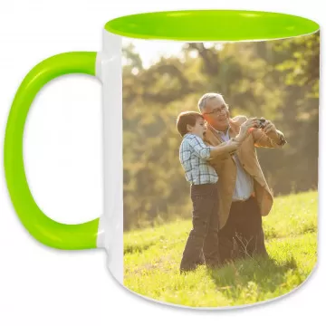 Tazza verde personalizzata con foto e testo
