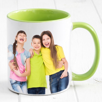 Mug foto con maniglia e dentro la tazza in verde