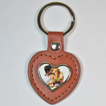 Portachiavi cuore in pelle personalizzata foto