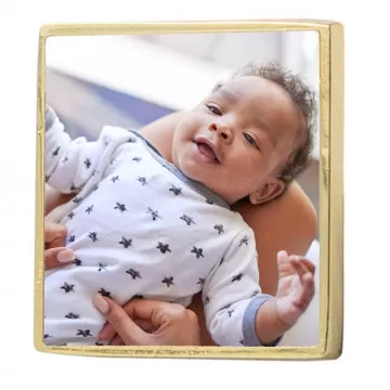 Spilla quadrata con foto personalizzabile - Spilla quadrata dorata stampata