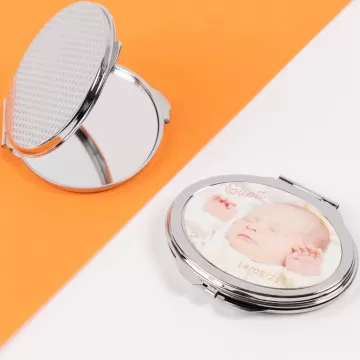 Specchio tascabile in metallo personalizzato - Specchio ovale immagine