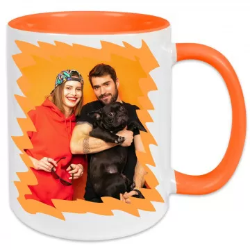 Tazza arancione personalizzata con foto in ceramica