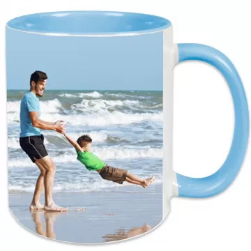Tazza azzurro cielo personalizzata con foto in ceramica