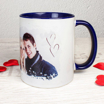 Tazza in ceramica blu scuro e bianca da personalizzare