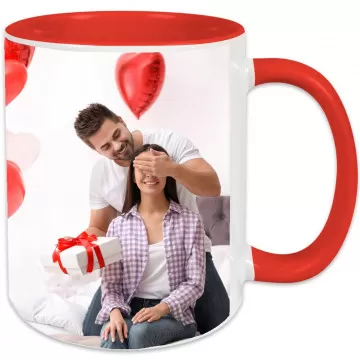 Tazza rossa personalizzata con foto in ceramica