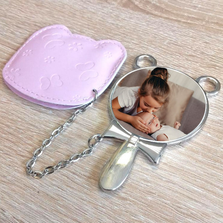 Specchio tessuto rosa orso foto Specchio tessuto rosa orso foto