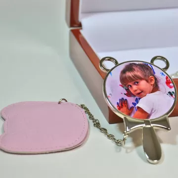 Specchietto tascabile con orsetto personalizzato con foto