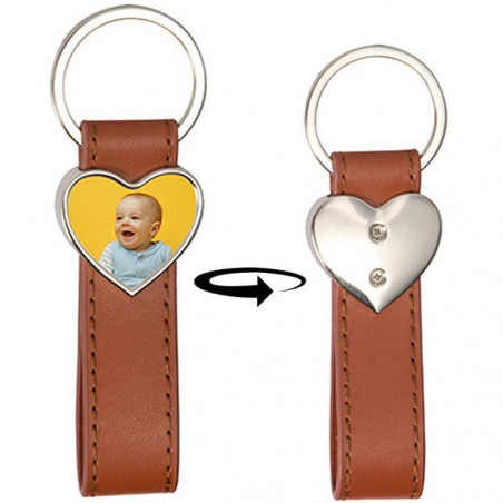 Portachiavi in pelle cuore marrone personalizzabile Portachiavi in pelle cuore marrone personalizzabile