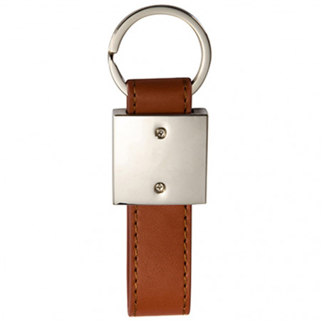 Portachiavi in pelle lungo quadrato marrone Portachiavi in pelle lungo quadrato marrone
