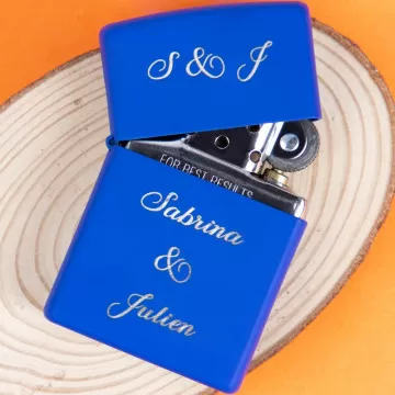 Incisione testo zippo blu opaco briquet