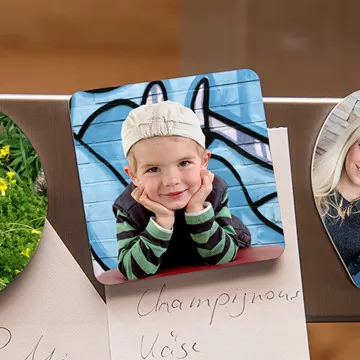 Magnete quadrato personalizzato con foto e testo